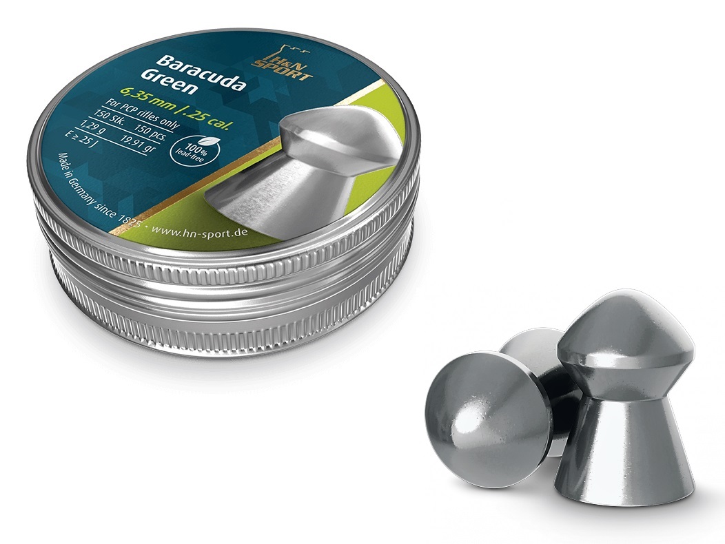 H&N Baracuda Green 6.35mm Luchtdruk Kogeltjes blikje 150